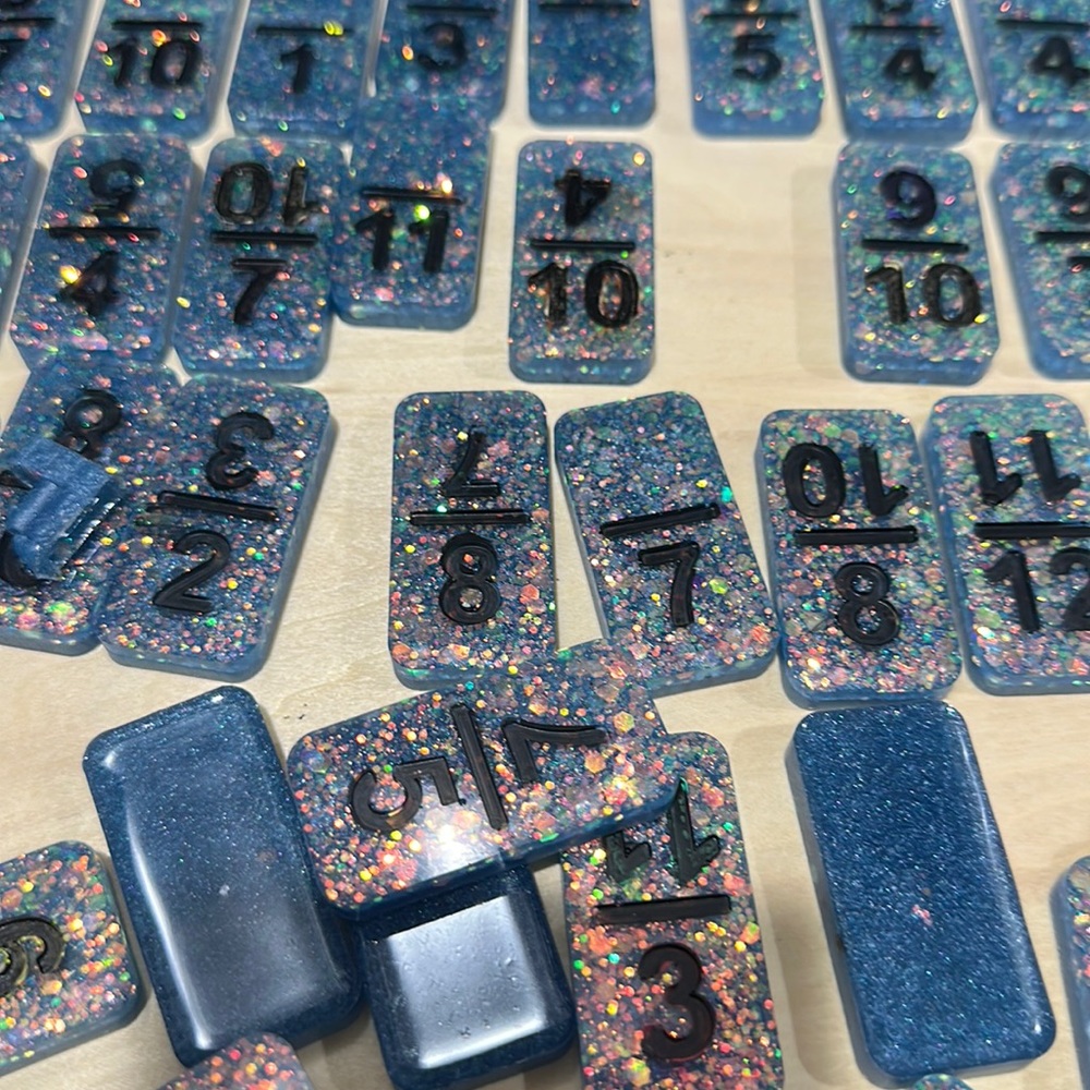 Mexican TRain Numerical Domino Set SPARKLE HAND MADE